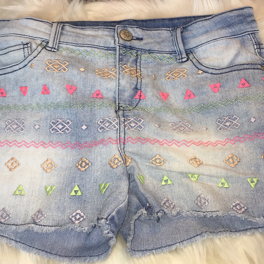 Blue Jean Shorts with Patterns